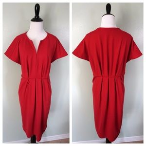 Adrienne Vittadini Dresses - ADRIENNE VITTADINI Red Pleated Kimono Sleeve Dress Adrienne Vittadini Dresses - ADRIENNE VITTADINI Red Pleated Kimono Sleeve Dress